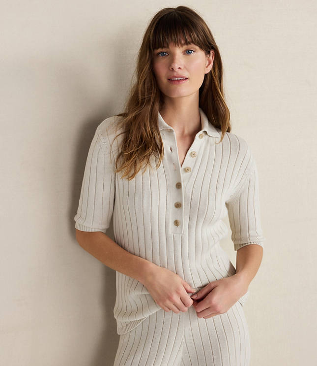 Haven Well Within Organic Cotton Ribbed Johnny Collar Sweater