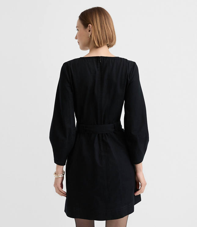 Seamed Twill Belted Mini Pocket Dress