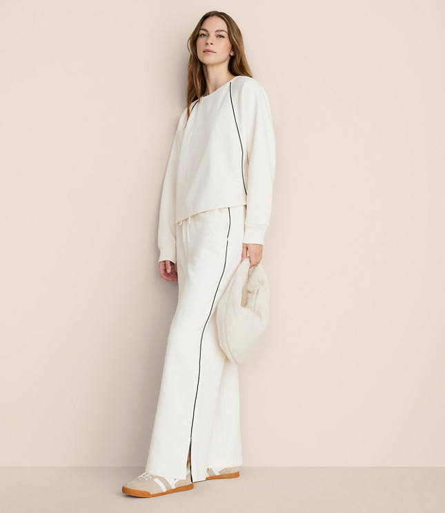 Petite Lou & Grey Piped Elite Fleece Wide Leg Sweatpants