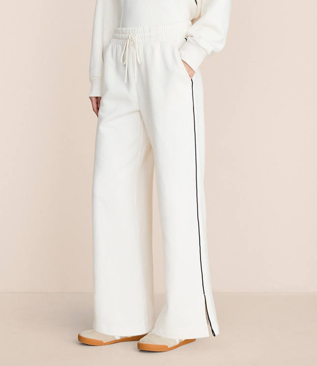 Petite Lou & Grey Piped Elite Fleece Wide Leg Sweatpants