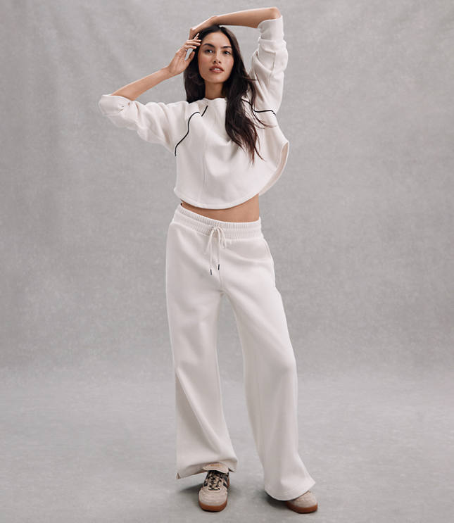 Petite Lou & Grey Piped Elite Fleece Wide Leg Sweatpants