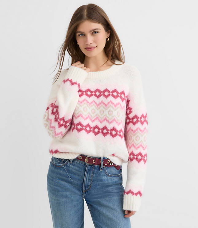 Fuzzy Fair Isle Oversized Sweater