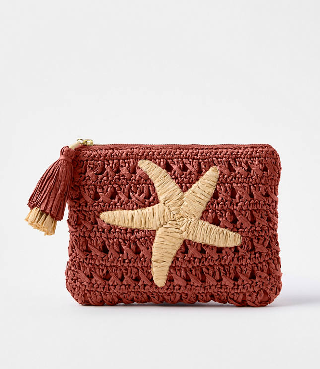 LOFT Beach Starfish Straw Pouch