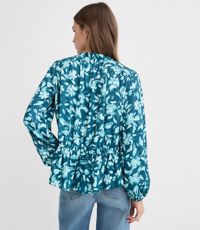 Petite Floral Gathered Peplum Blouse
