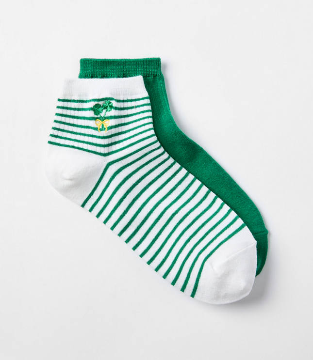 Clover Stripe & Solid Ankle Sock Set