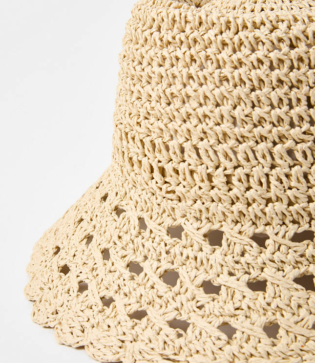 LOFT Beach Scalloped Straw Bucket Hat