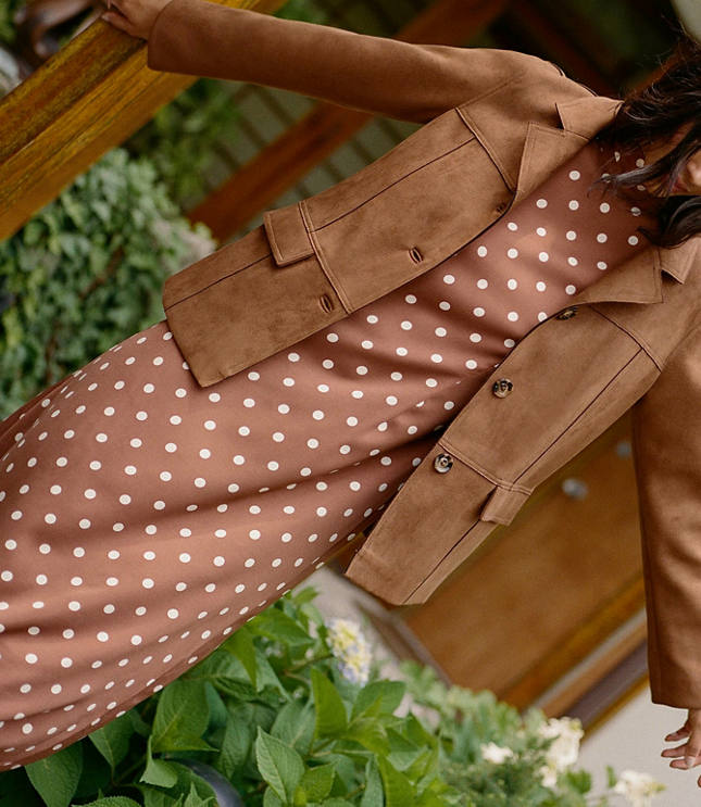 French Connection Ennis Satin Polka Dot Midi Dress