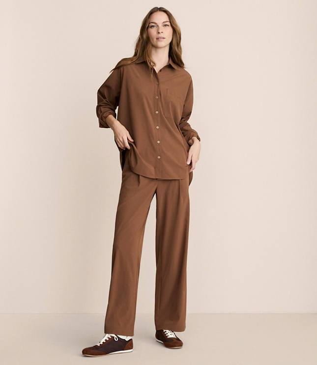 Petite Lou & Grey Seersucker Wanderweave Wide Leg Trouser Pants