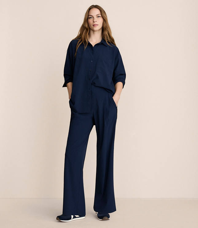 Petite Lou & Grey Seersucker Wanderweave Wide Leg Trouser Pants