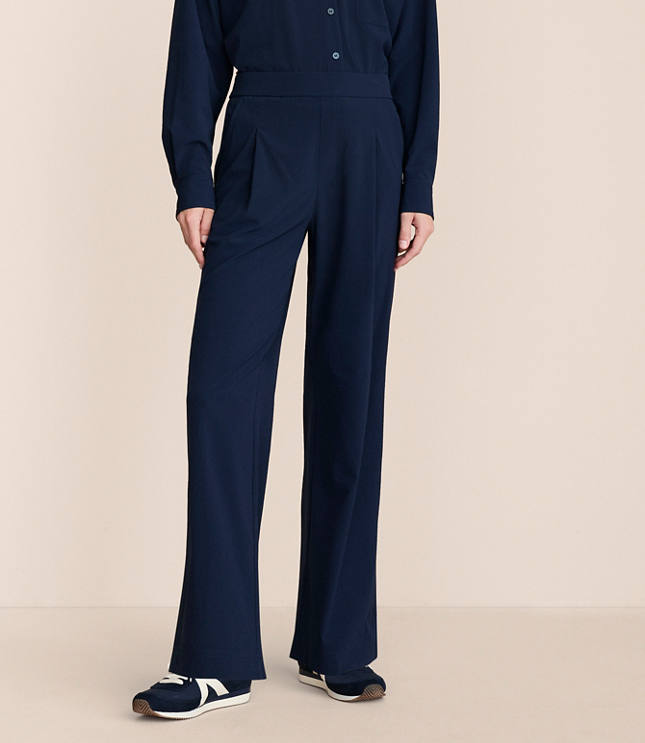 Petite Lou & Grey Seersucker Wanderweave Wide Leg Trouser Pants