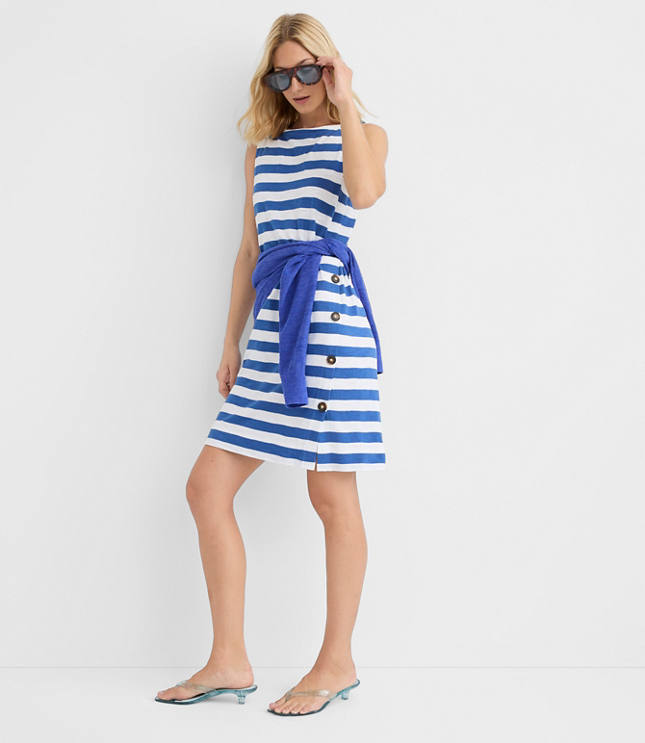 Striped Side Button Mini Dress carousel Product Image 2