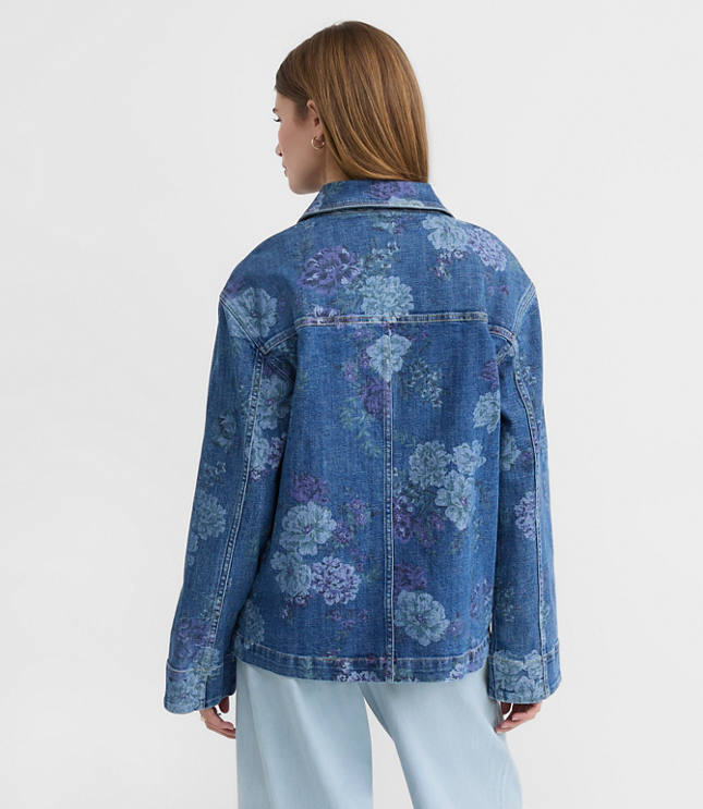 Petite Floral Denim Chore Jacket