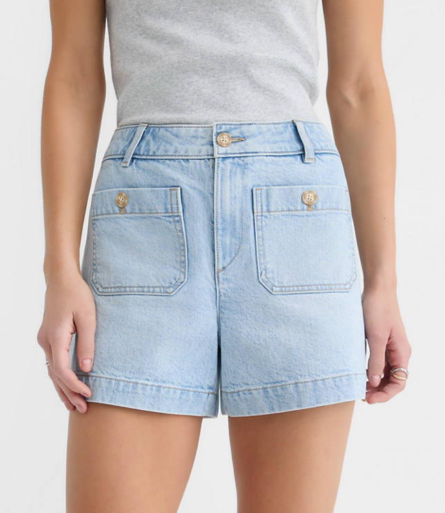 Curvy Palmer Denim Shorts in Light Vintage Wash