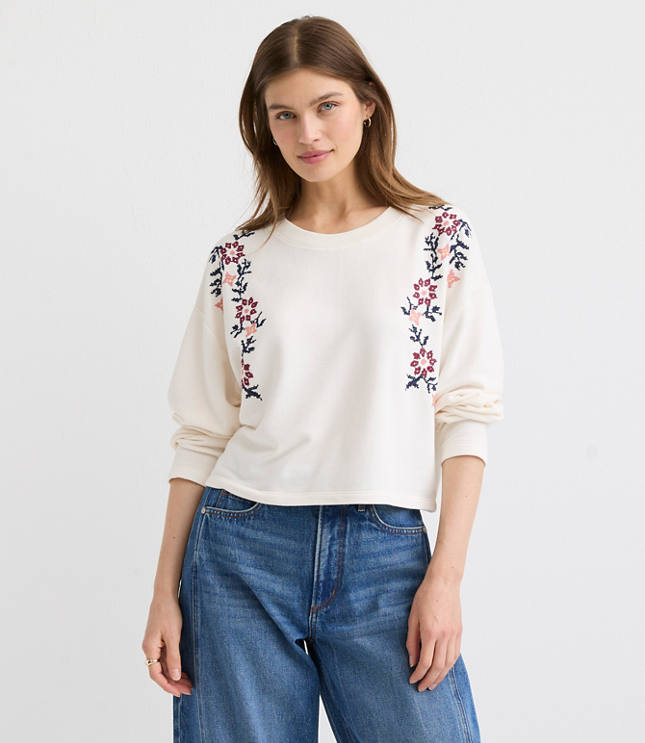 Floral Embroidered Sweatshirt