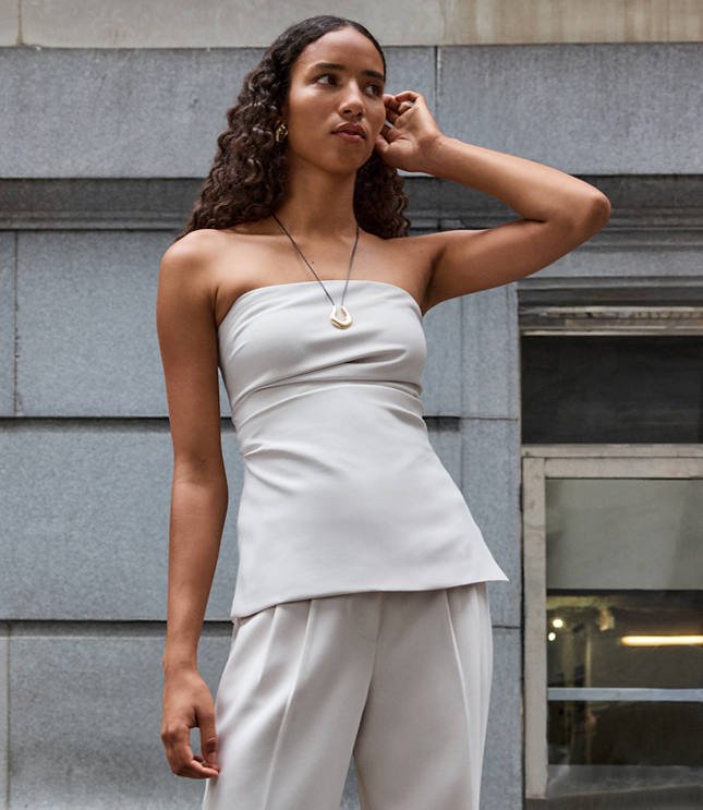 LOFT Versa Crepe Drape Pleated Strapless Top