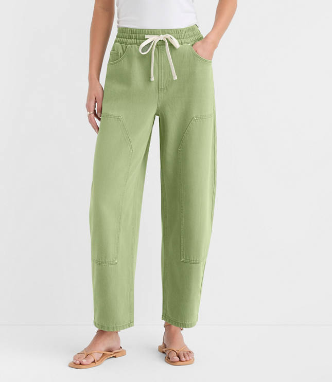 High Rise Barrel Utility Jeans in Shale Green carousel Product Image 2