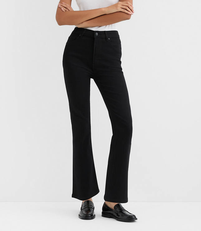 Rivete Petite Curvy High Rise Kick Crop Jeans in Noir Wash
