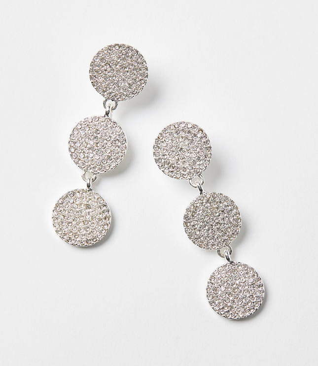 Pave Circle Triple Drop Earrings