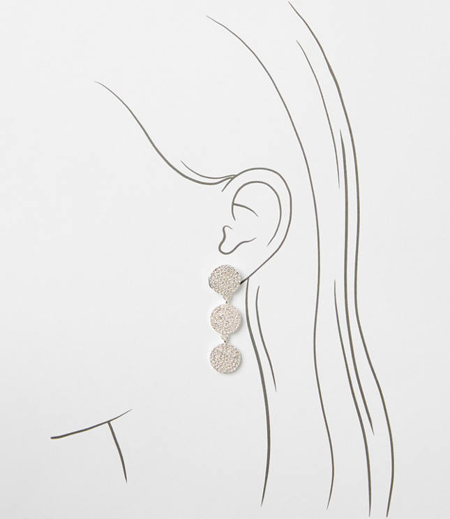 Pave Circle Triple Drop Earrings