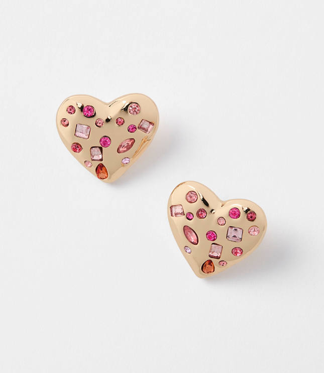 Scattered Crystal Heart Earrings