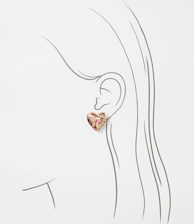 Scattered Crystal Heart Earrings