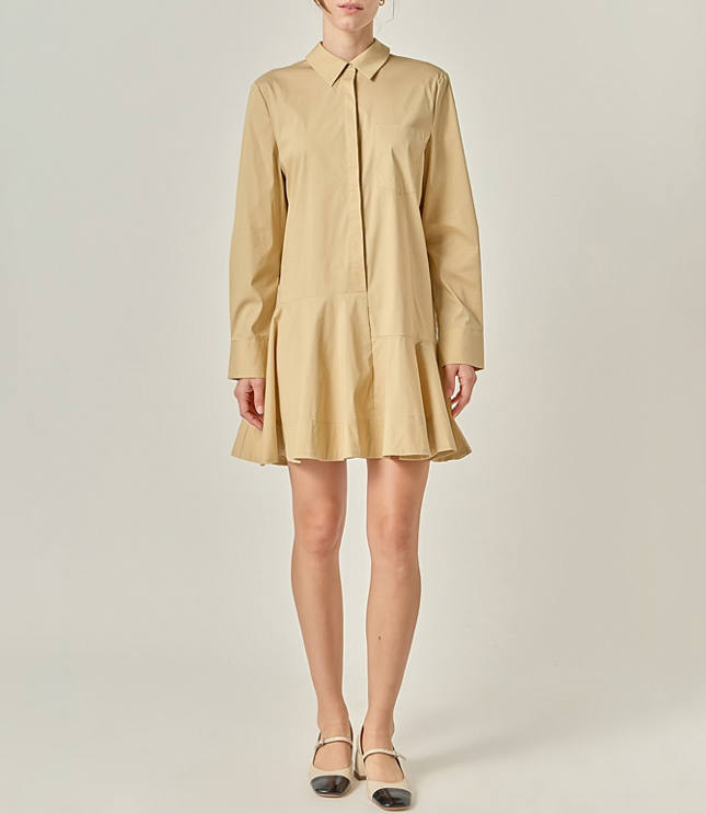 English Factory Collar Flare Skirt Dress