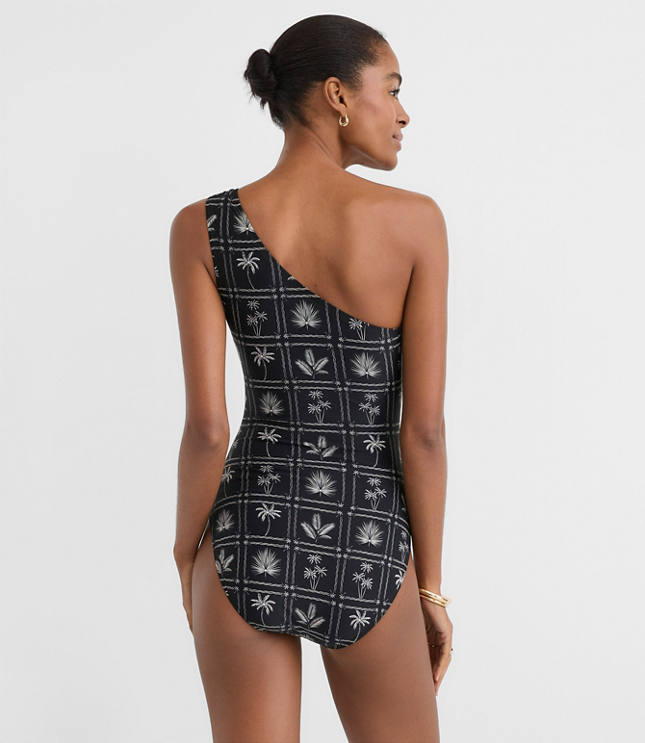 LOFT Beach Palm Ring One Shoulder One Piece Swimsuit