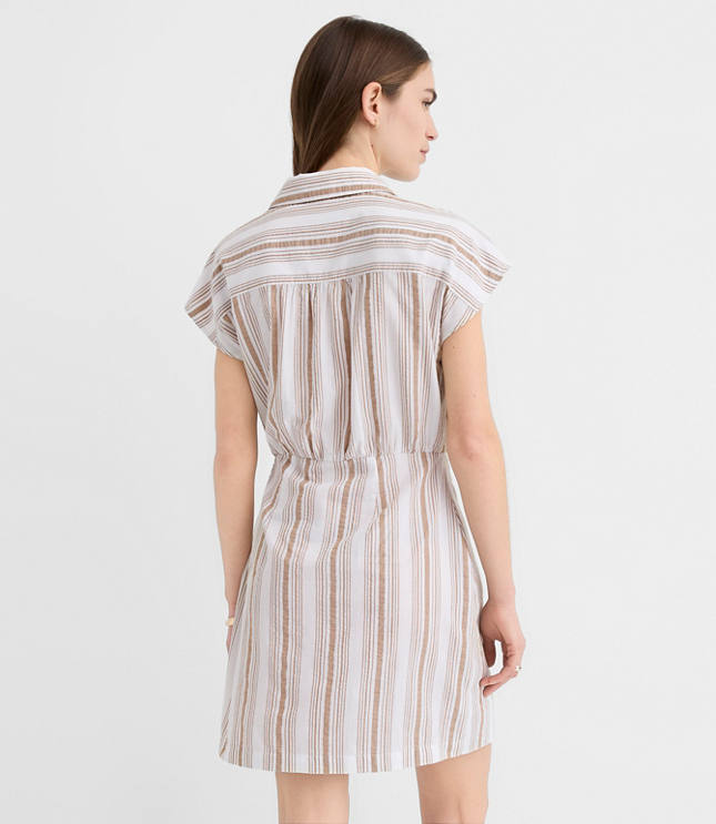 Striped Seersucker Wrap Mini Shirtdress