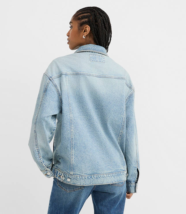 Oversized Denim Trucker Jacket in Vintage Light Indigo Wash