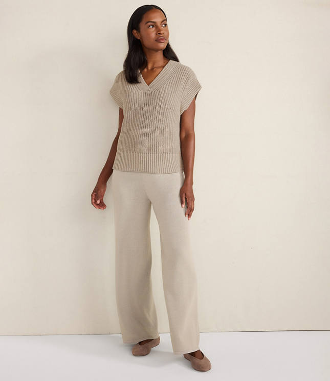 Haven Well Within Organic Cotton Linen Shaker Stitch V-Neck Sweater