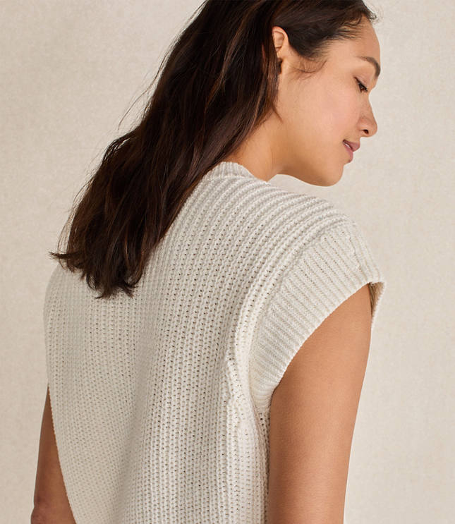 Haven Well Within Organic Cotton Linen Shaker Stitch V-Neck Sweater