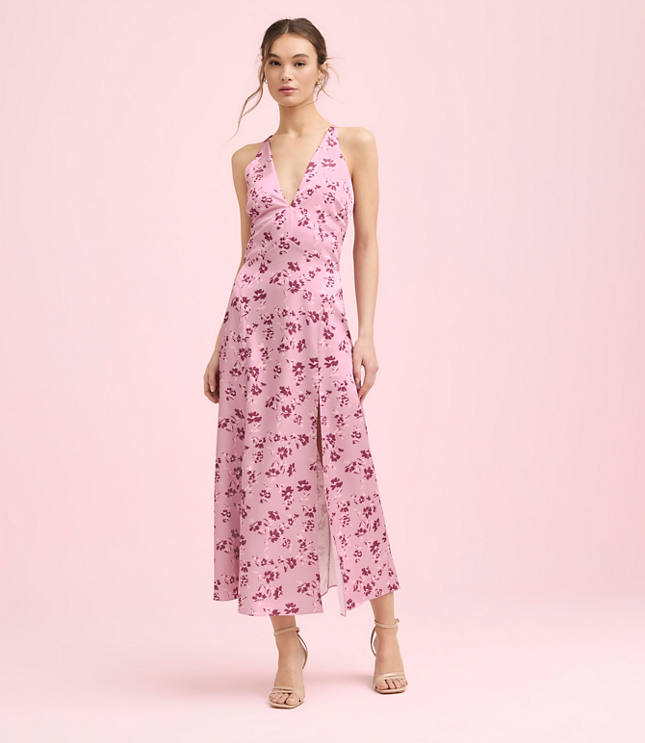 Lately Floral Satin V-Neck Gown