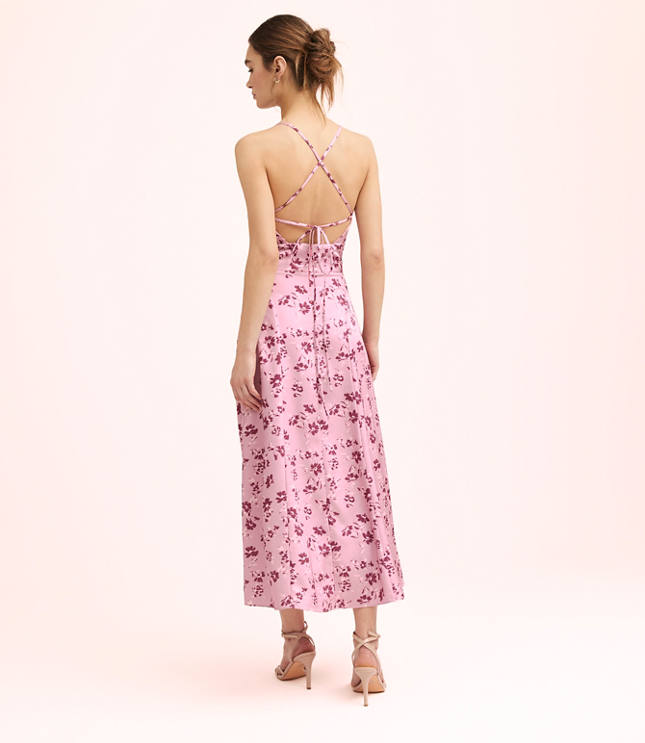 Lately Floral Satin V-Neck Gown