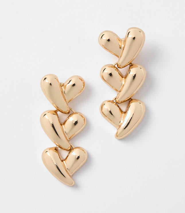 Heart Triple Drop Earrings