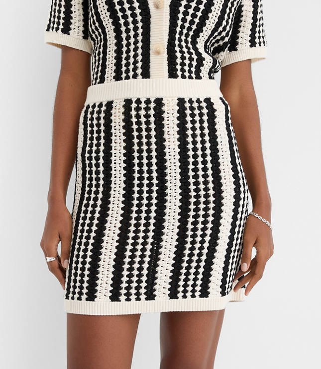 LOFT Beach Striped Crochet Mini Skirt