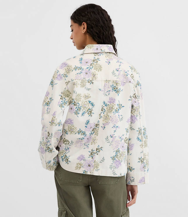 Petite Floral Denim Chore Jacket