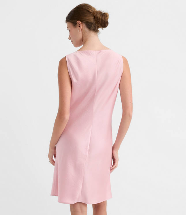Satin Cowl Neck Bias Mini Dress