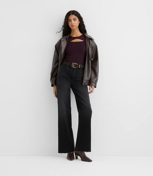 Rivete Fresh Cut High Rise Wide Leg Jeans in Noir Wash