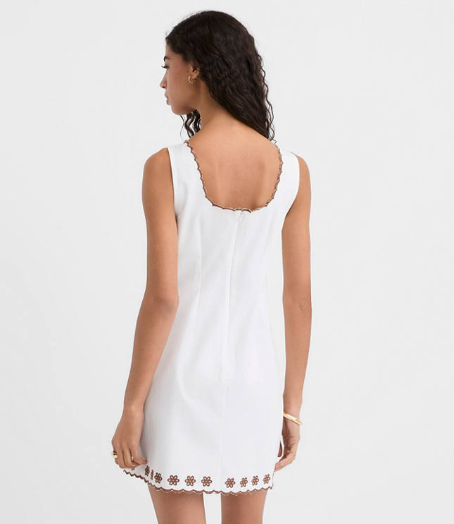 Scalloped Floral Eyelet Mini Dress