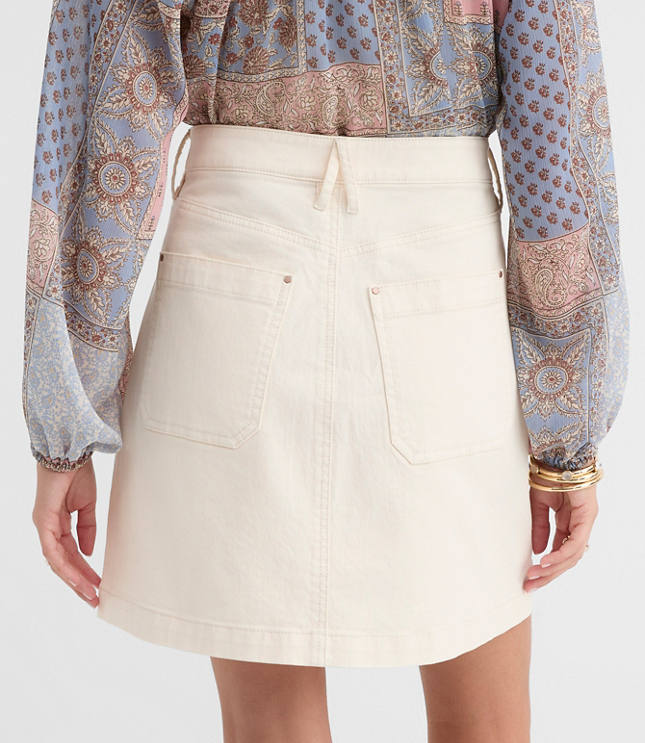 Petite Denim Carpenter Mini Skirt Ivory