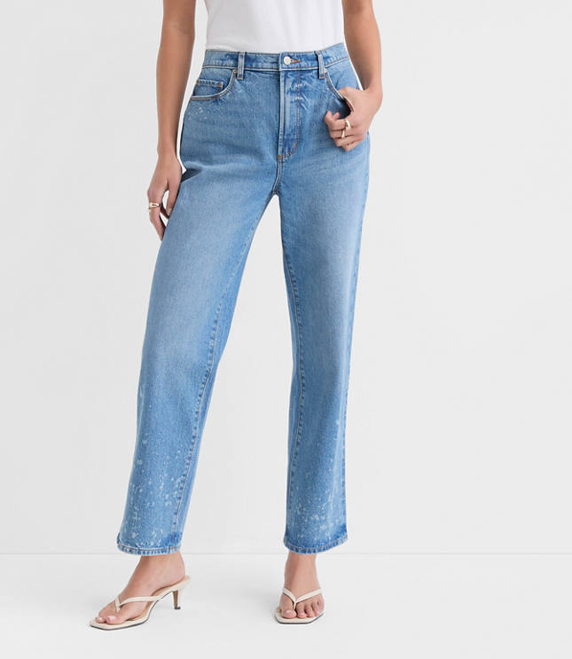 Rivete High Rise Straight Jeans in Bleach Out Wash carousel Product Image 3