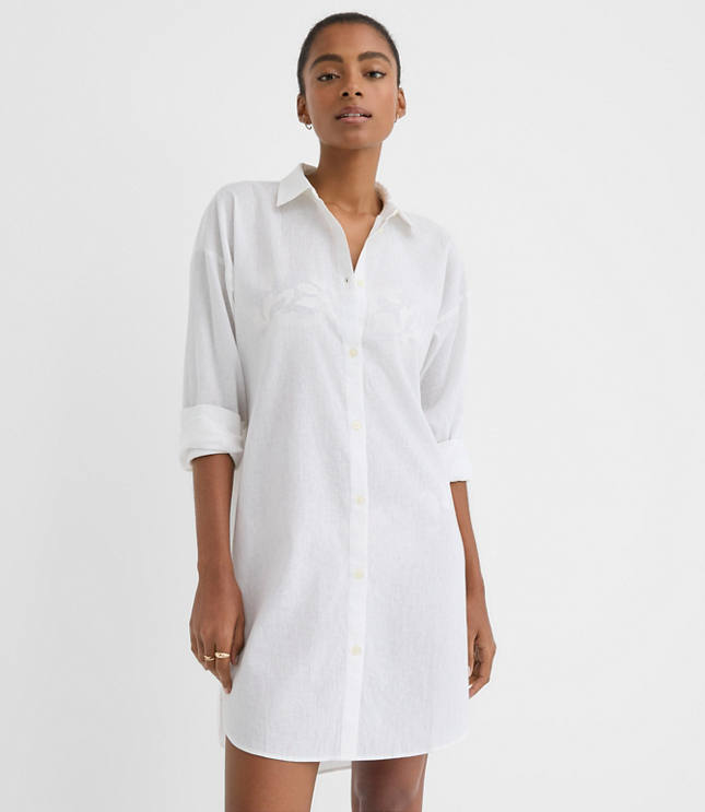 LOFT Beach Linen Cotton Swimsuit Coverup Shirt