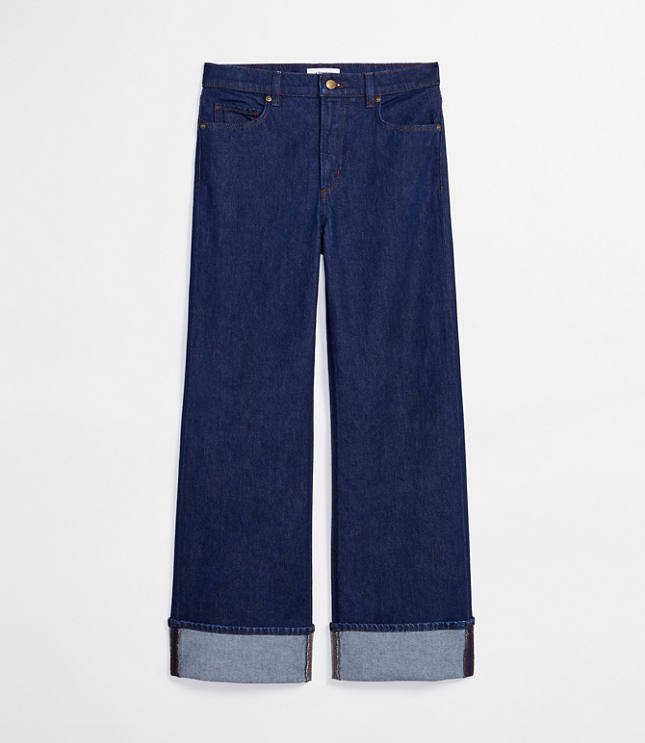 Rivete Petite Curvy Cuffed High Rise Wide Leg Jeans in Nova Wash