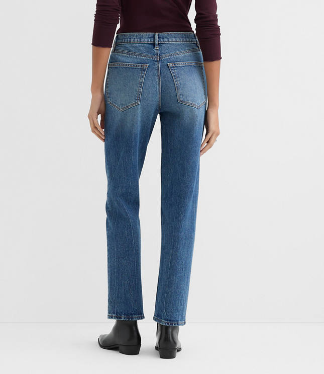 Rivete Petite Curvy High Rise Straight Jeans in Echo Wash