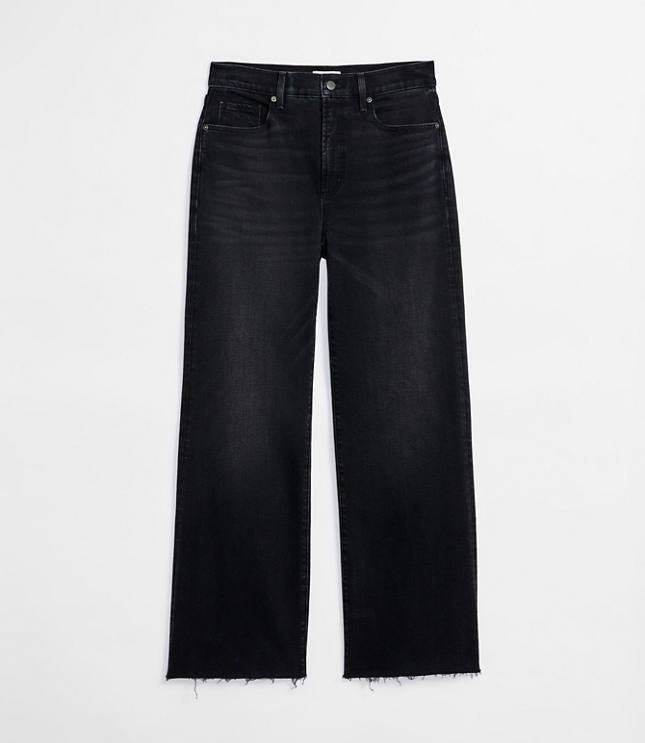 Rivete Petite Fresh Cut High Rise Wide Leg Jeans in Noir Wash