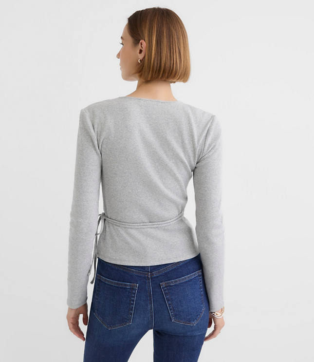 Heathered Ribbed Wrap Top