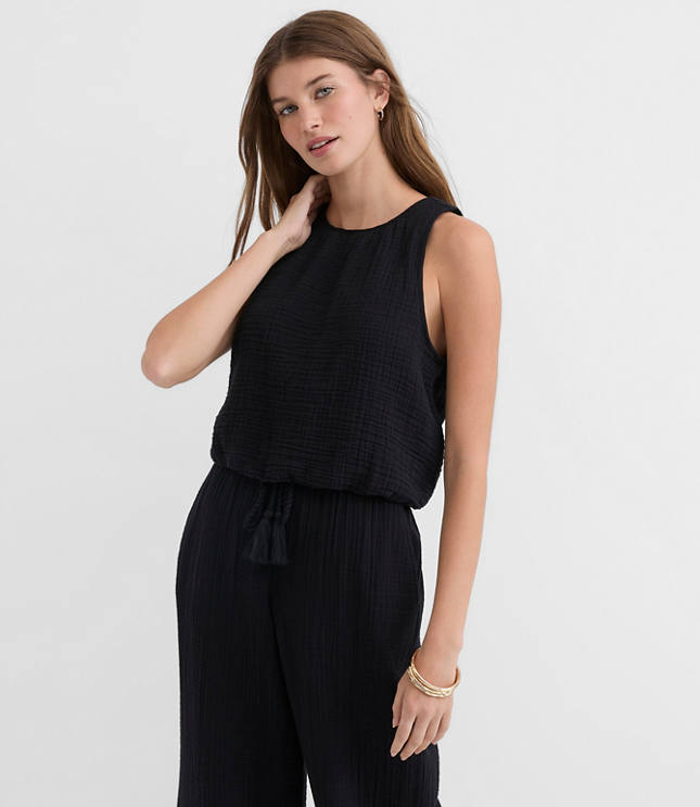 Petite LOFT Beach Triple Cloth Bubble Tank Top