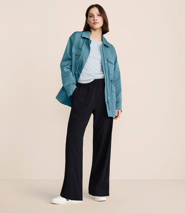 Petite Lou & Grey Zip Hem Wanderweave Zip Wide Leg Pants