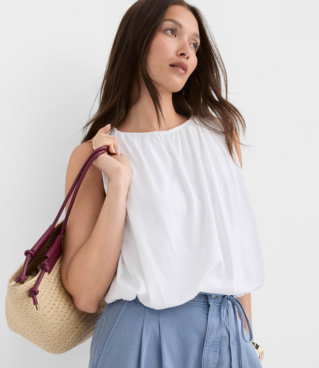 Ruched Boatneck Bubble Hem Shell - image 2