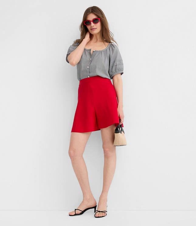 Side Zip Shorts in Linen Blend
